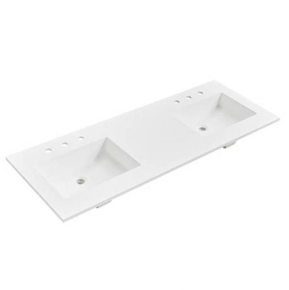 1.5cm (5/8'') 61'' Double Bowl Matte White (MW) fdSTONE™ Top - 8''