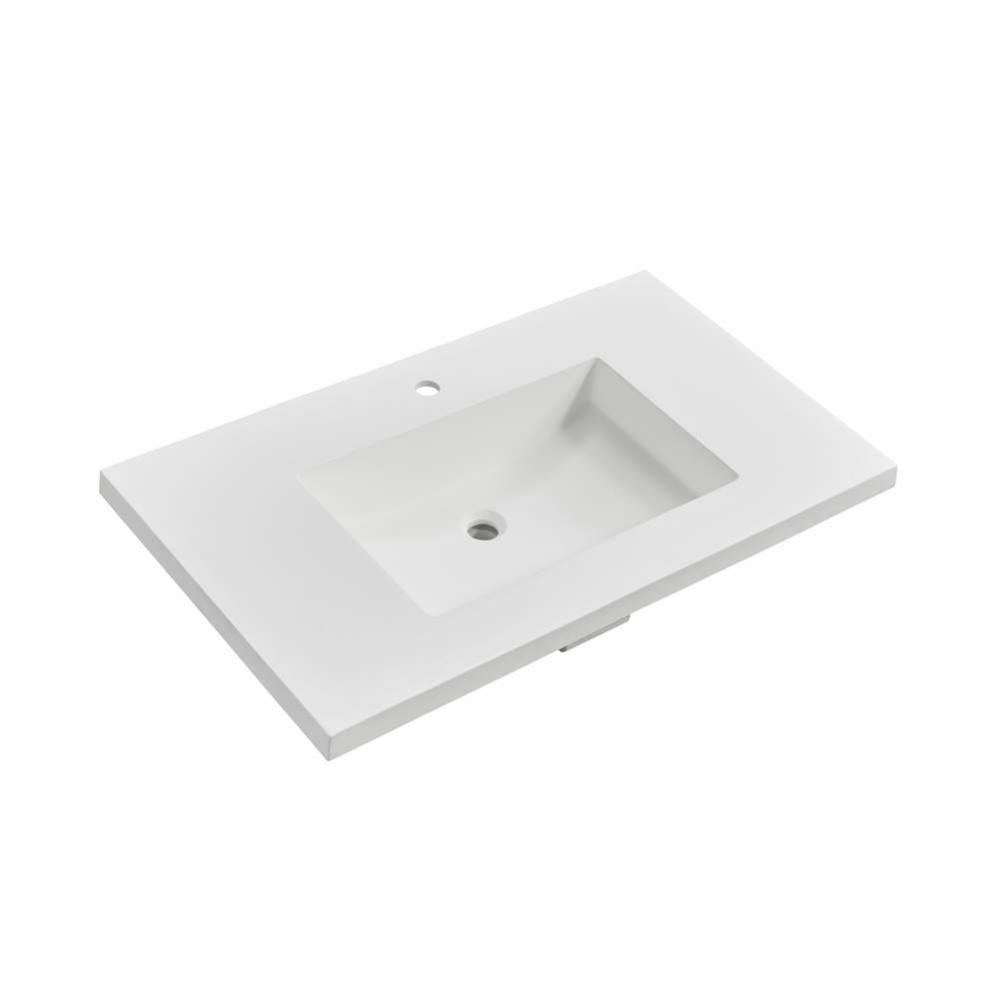 4cm (1½'') 37'' Matte White (MW) fdSTONE™ Top - single hole