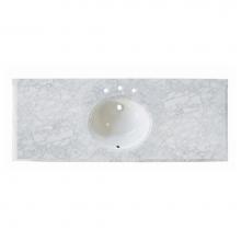 Fairmont Designs T-6122WC - 2cm (3/4'') 61'' Single Bowl White Carrera (WC) Marble Top - 8'' wid