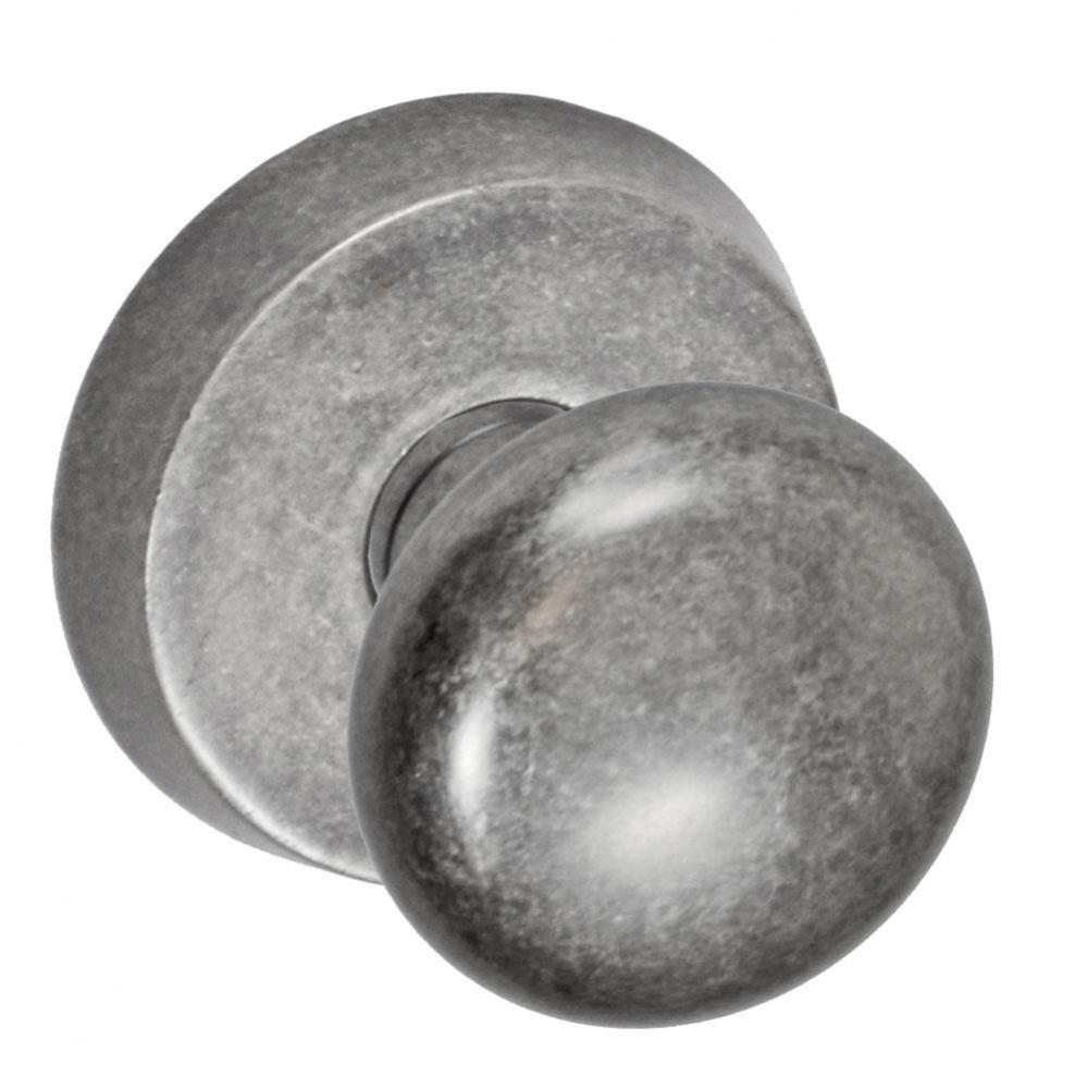 Half-Round Knob with Beveled Round Rose Dummy Single in Antique