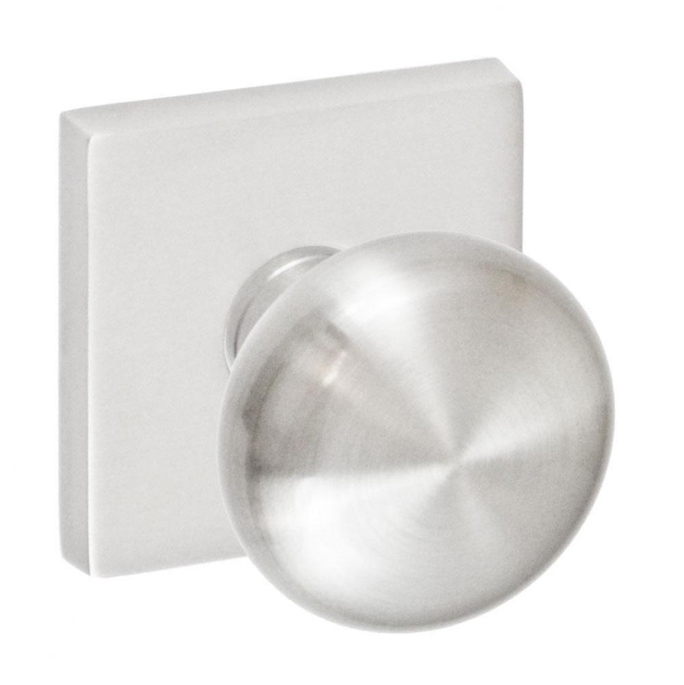 Half-Round Knob with Square Rose Dummy Single in Brushed