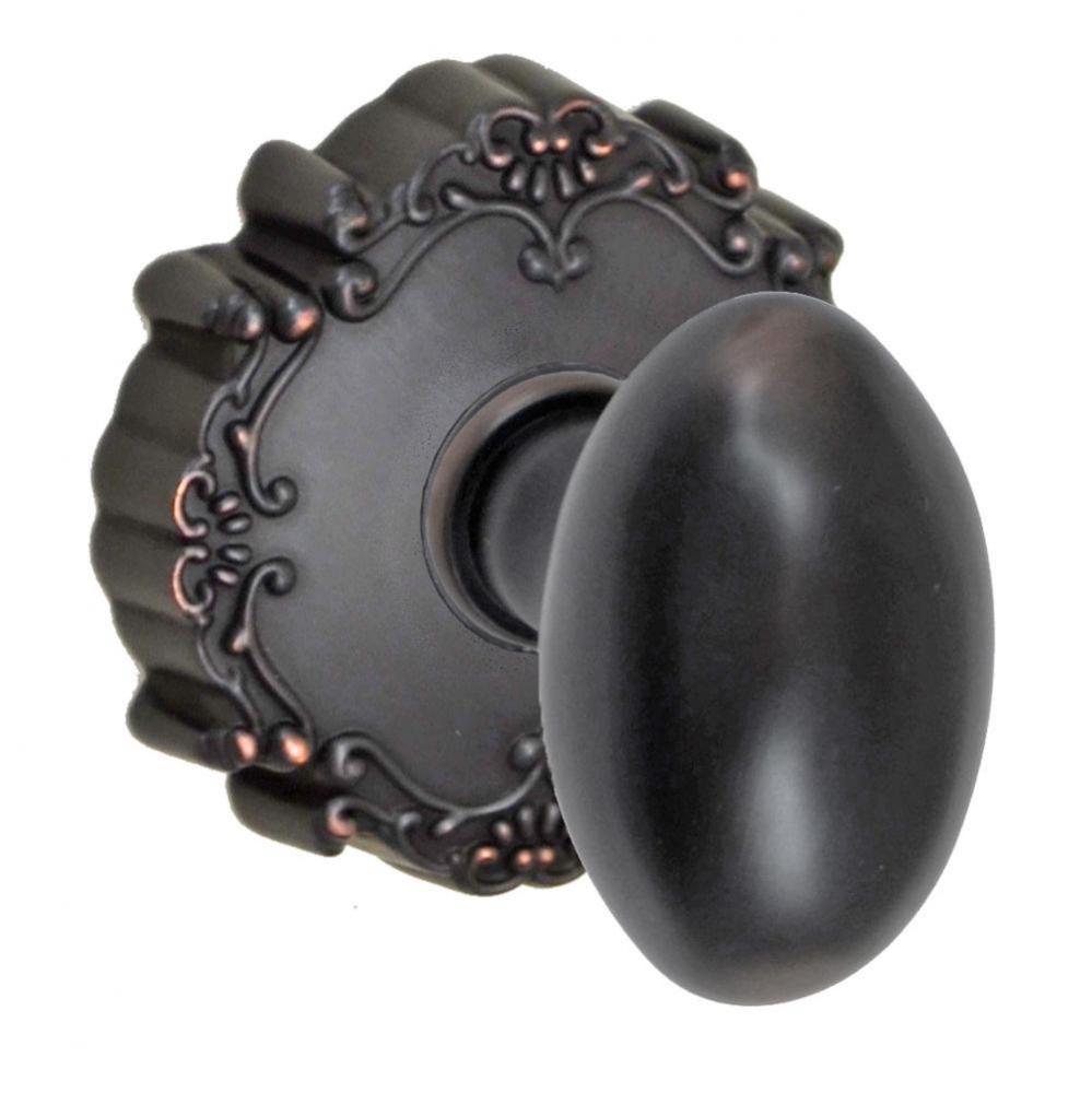 Egg Knob with Round Victorian Rose Dummy Single in Oil Rubbed