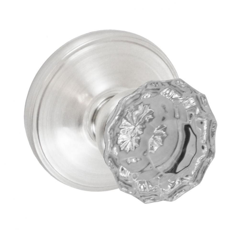 Scalloped Clear Knob with Cambridge Rose Dummy Single in Brushed