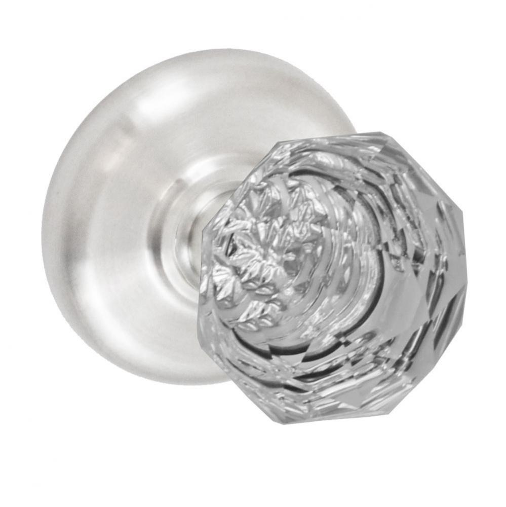 Crystal Clear Knob with Radius  Rose Dummy Single in Brushed