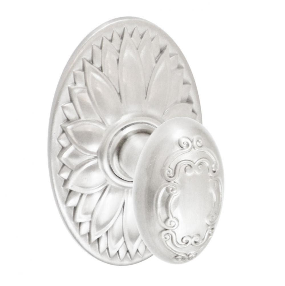 Scroll Egg Knob with Oval Floral Rose Dummy Single in Brushed