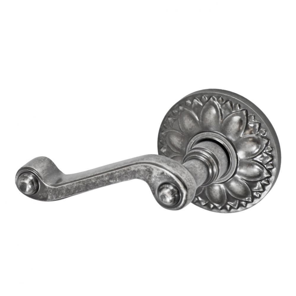 Ornate Lever with Floral Rose Dummy Single in Antique Pewter - Left