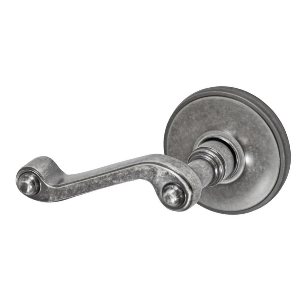 Ornate Lever with Cambridge Rose Passage Set in Antique Pewter - Left