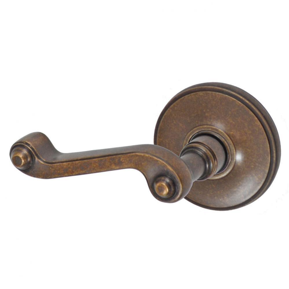 Ornate Lever with Cambridge Rose Privacy Set in Medium Bronze - Left