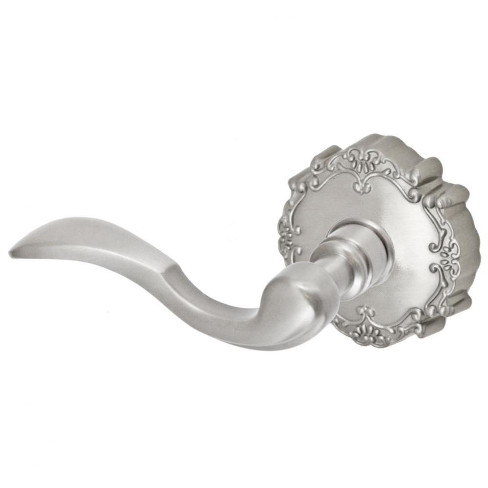 Paddle Lever with Round Victorian Rose Dummy Single in Brushed Nickel - Left