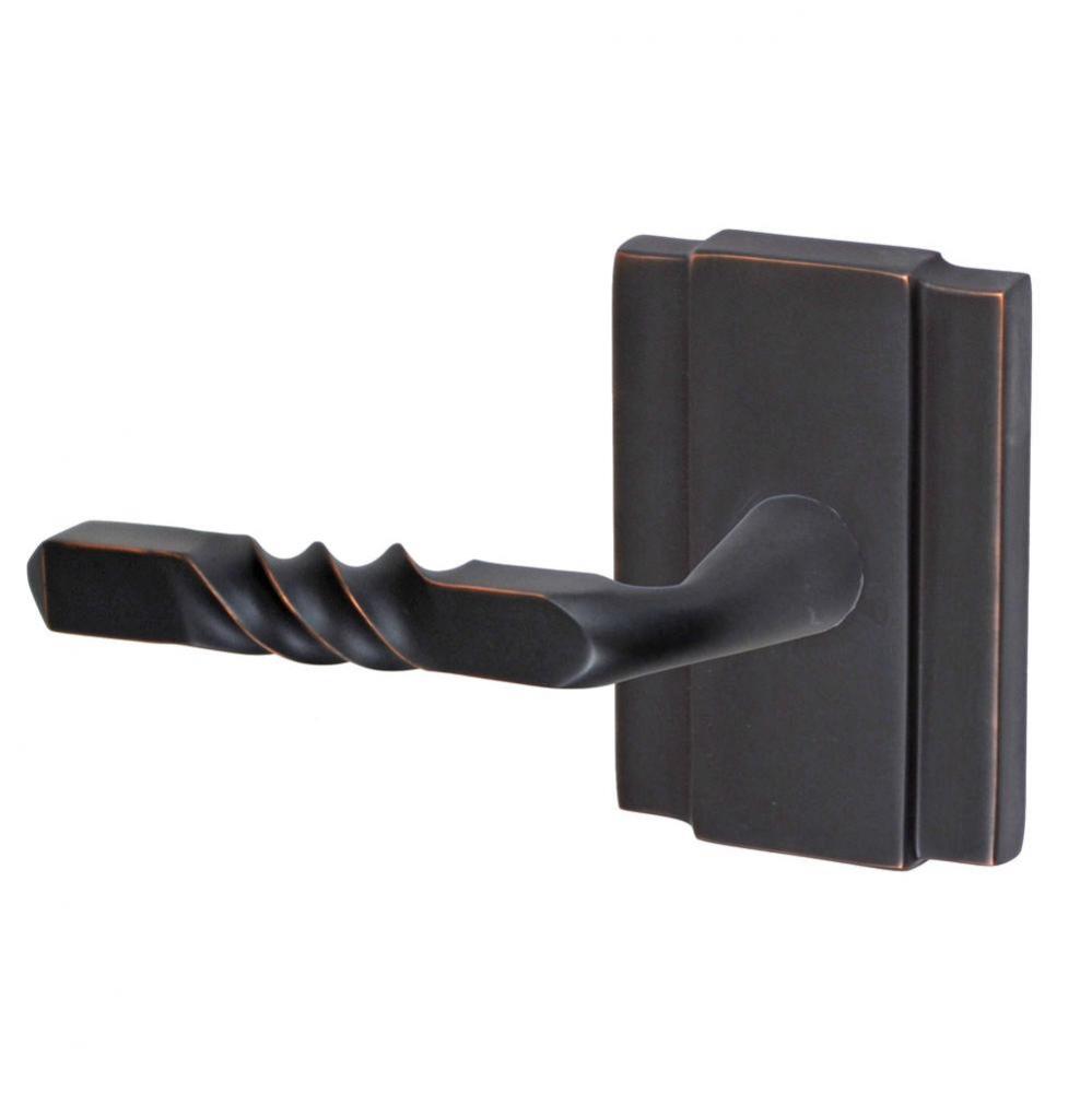 Square Twist Lever with Blacksmith Rose Dummy Single in Oil Rubbed Bronze - Left