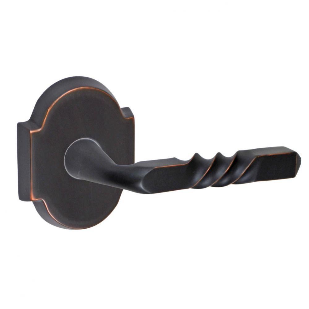 Square Twist Lever with Beveled Scalloped Rose Dummy Single in Oil Rubbed Bronze - Right