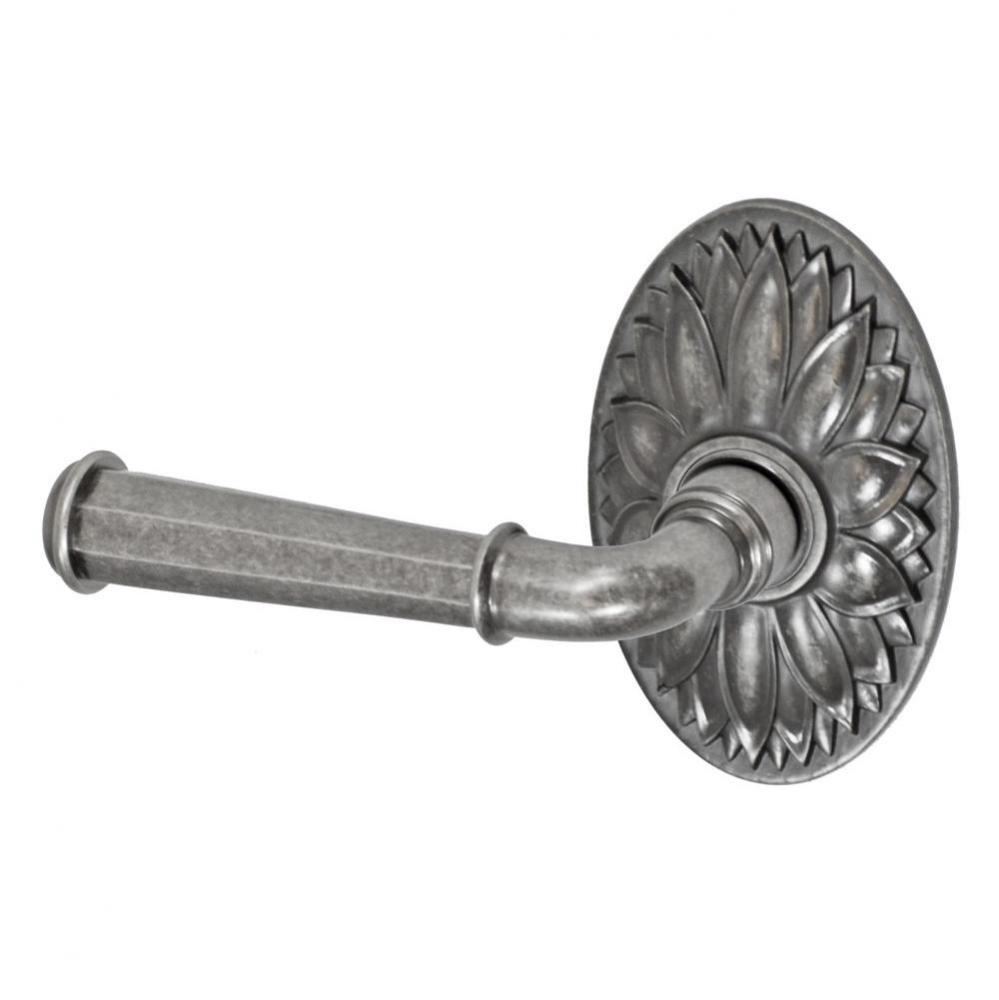 St Charles Lever with Oval Floral Rose Dummy Single in Antique Pewter - Left