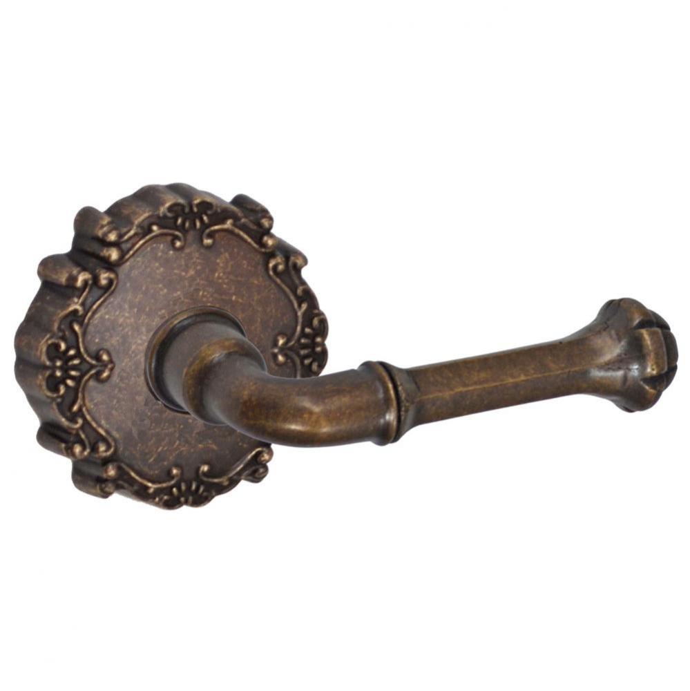 Tuscan Lever with Round Victorian Rose Dummy Single in Medium Bronze - Right