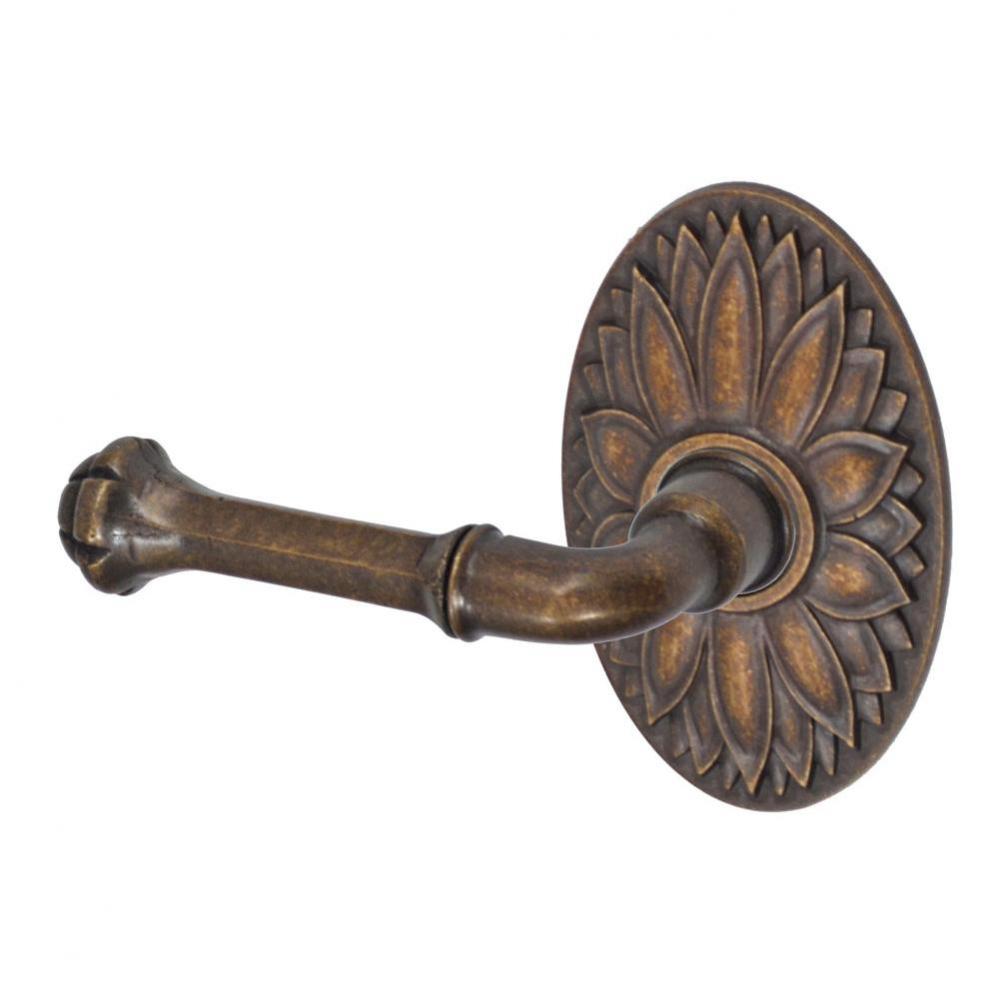 Tuscan Lever with Oval Floral Rose Dummy Single in Medium Bronze - Left