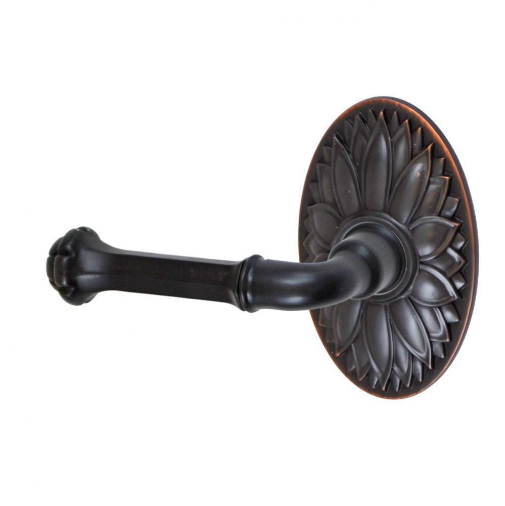 Tuscan Lever with Oval Floral Rose Dummy Single in Oil Rubbed Bronze - Left