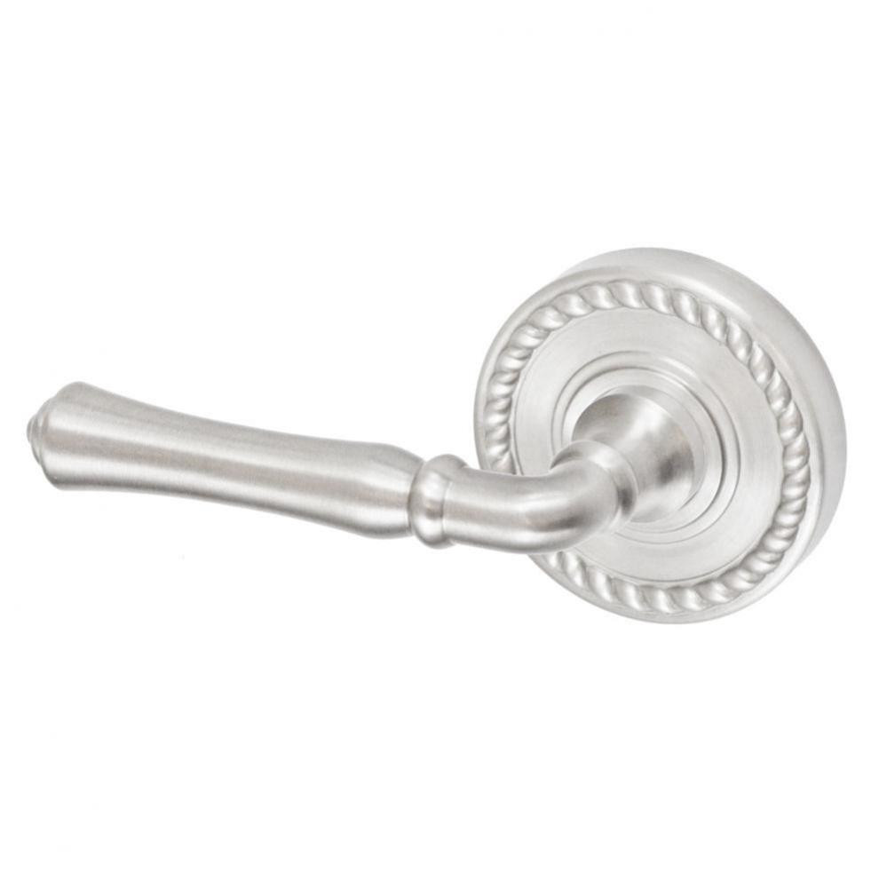 Cape Anne Lever with Rope Rose Privacy Set in Brushed Nickel - Left