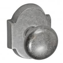 Fusion P-01-E3-0-ATP - Half-Round Knob with Beveled Scalloped Rose Passage Set in Antique