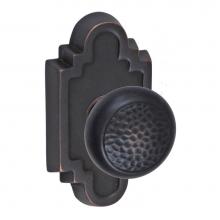 Fusion P-13-C2-0-ORB - Hammered Half-Round Knob with Navajo Stepped Scalloped Rose Passage Set in Oil Rubbed