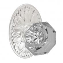 Fusion V-16-D9-0-BRN - Victorian Clear Knob with Oval Floral Rose Privacy Set in Brushed