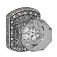 Fusion V-16-F8-0-ATP - Victorian Clear Knob with Olde World Rose Privacy Set in Antique