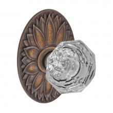 Fusion D-21-D9-E-ORB - Crystal Clear Knob with Oval Floral Rose Dummy Single in Oil Rubbed