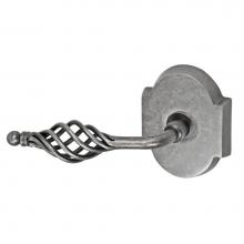 Fusion D-AB-E3-E-ATP-L - Basket Lever with Beveled Scalloped Rose Privacy Set in Antique Pewter - Left