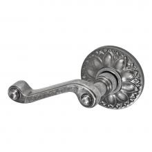 Fusion D-AE-D8-E-ATP-L - Ornate Lever with Floral Rose Dummy Single in Antique Pewter - Left