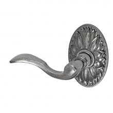 Fusion P-AF-D9-0-ATP-L - Paddle Lever with Oval Floral Rose Passage Set in Antique Pewter - Left