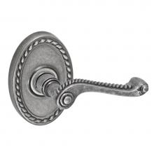 Fusion V-AG-B9-0-ATP-R - Rope Lever with Oval Rope Rose Privacy Set in Antique Pewter - Right