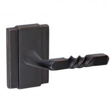 Fusion P-AJ-E2-0-ORB-R - Square Twist Lever with Blacksmith Rose Passage Set in Oil Rubbed Bronze - Right