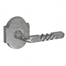 Fusion V-AJ-E3-0-ATP-R - Square Twist Lever with Beveled Scalloped Rose Privacy Set in Antique Pewter - Right