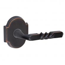 Fusion P-AJ-E3-0-ORB-R - Square Twist Lever with Beveled Scalloped Rose Passage Set in Oil Rubbed Bronze - Right