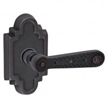 Fusion D-AM-C2-E-ORB-R - Concha Lever with Navajo Stepped Scalloped Rose Privacy Set in Oil Rubbed Bronze - Right