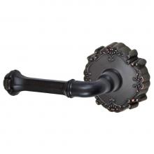 Fusion V-BE-C9-0-ORB-L - Tuscan Lever with Round Victorian Rose Privacy Set in Oil Rubbed Bronze - Left