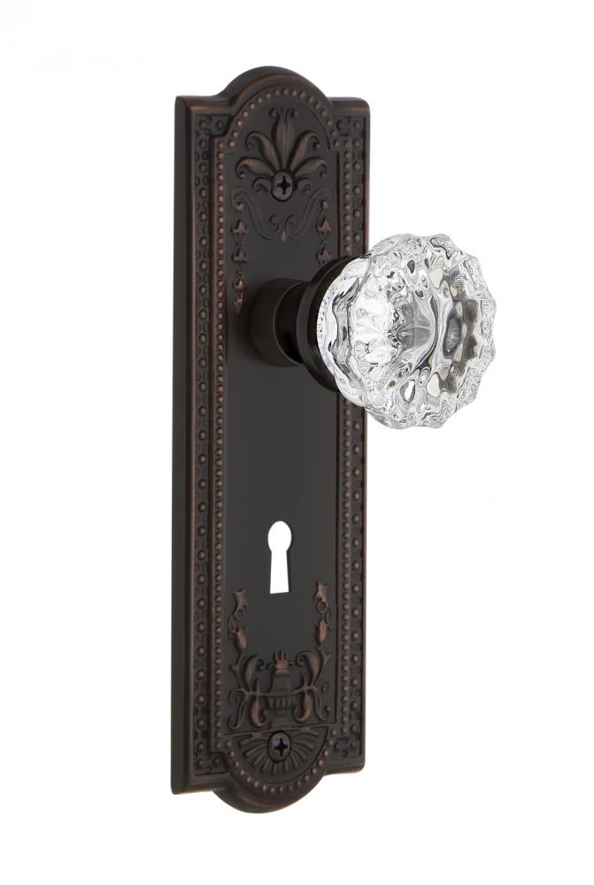 Nostalgic Warehouse Meadows Plate with Keyhole Passage Crystal Glass Door Knob in Timeless Bronze