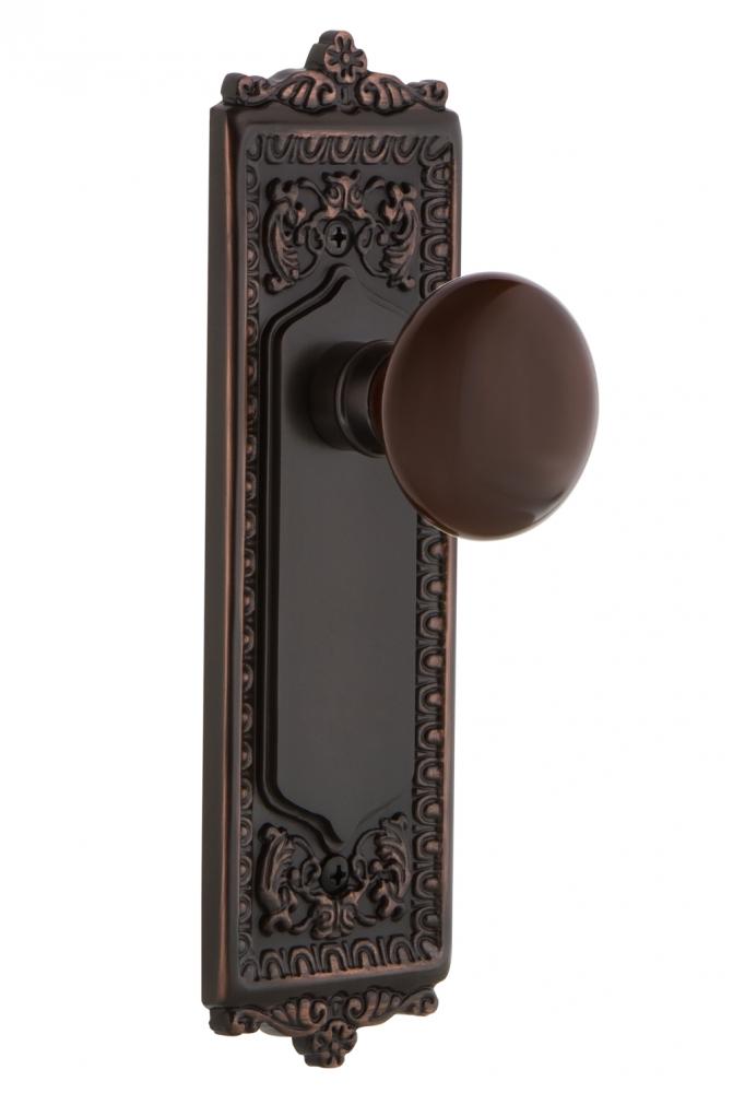 Nostalgic Warehouse Egg & Dart Plate Single Dummy Brown Porcelain Door Knob in Timeless Bronze