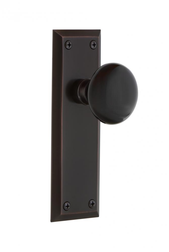 Nostalgic Warehouse New York Plate Single Dummy Black Porcelain Door Knob in Timeless Bronze