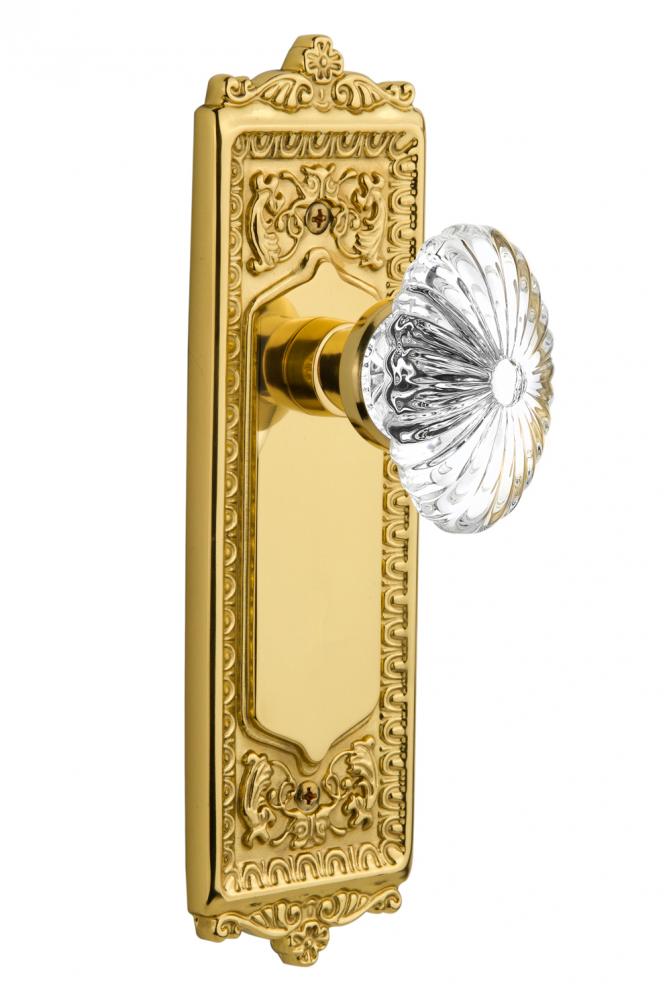 Nostalgic Warehouse Egg & Dart Plate Single Dummy Oval Fluted Crystal Glass Door Knob in Unlac