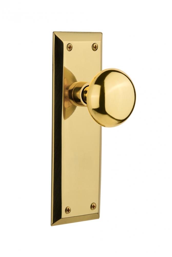 Nostalgic Warehouse New York Plate Single Dummy New York Door Knob in Unlacquered Brass