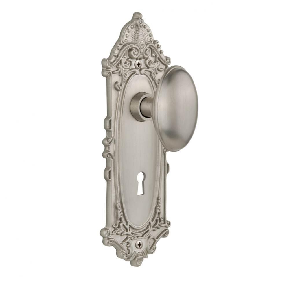 Nostalgic Warehouse Victorian Plate with Keyhole Single Dummy Homestead Door Knob in Satin Nickel