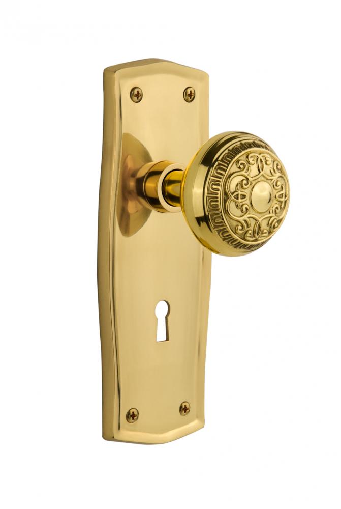 Nostalgic Warehouse Prairie Plate with Keyhole Passage Egg & Dart Door Knob in Polished Brass