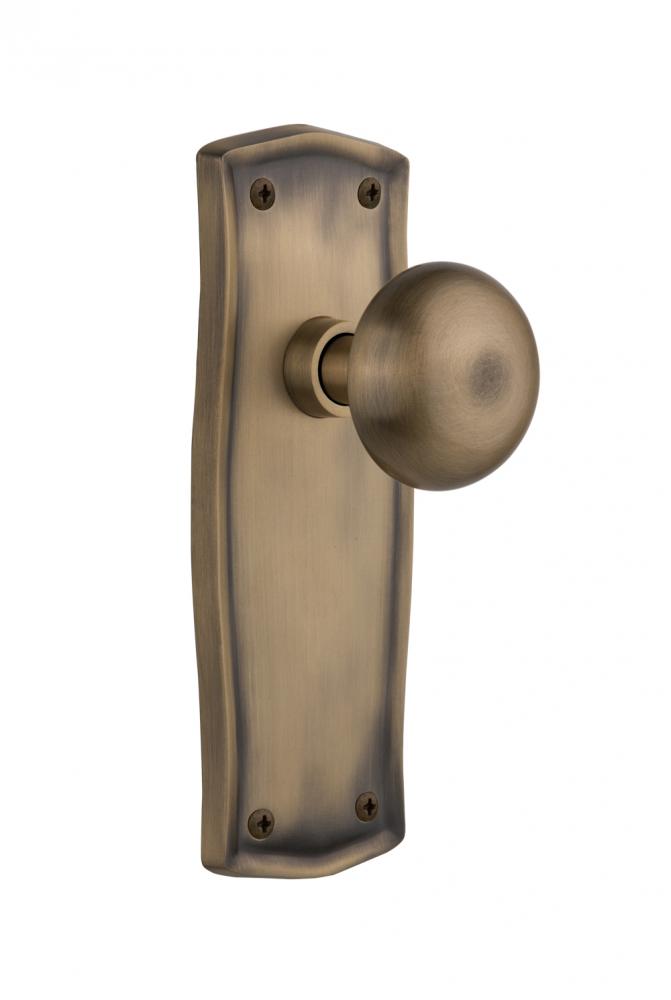 Nostalgic Warehouse Prairie Plate Single Dummy New York Door Knob in Antique Brass