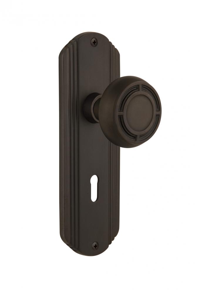 Nostalgic Warehouse Deco Plate with Keyhole Single Dummy Mission Door Knob in Oil-Rubbed Bronze