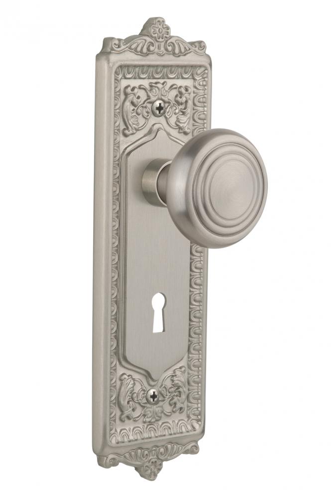 Nostalgic Warehouse Egg & Dart Plate with Keyhole Single Dummy Deco Door Knob in Satin Nickel