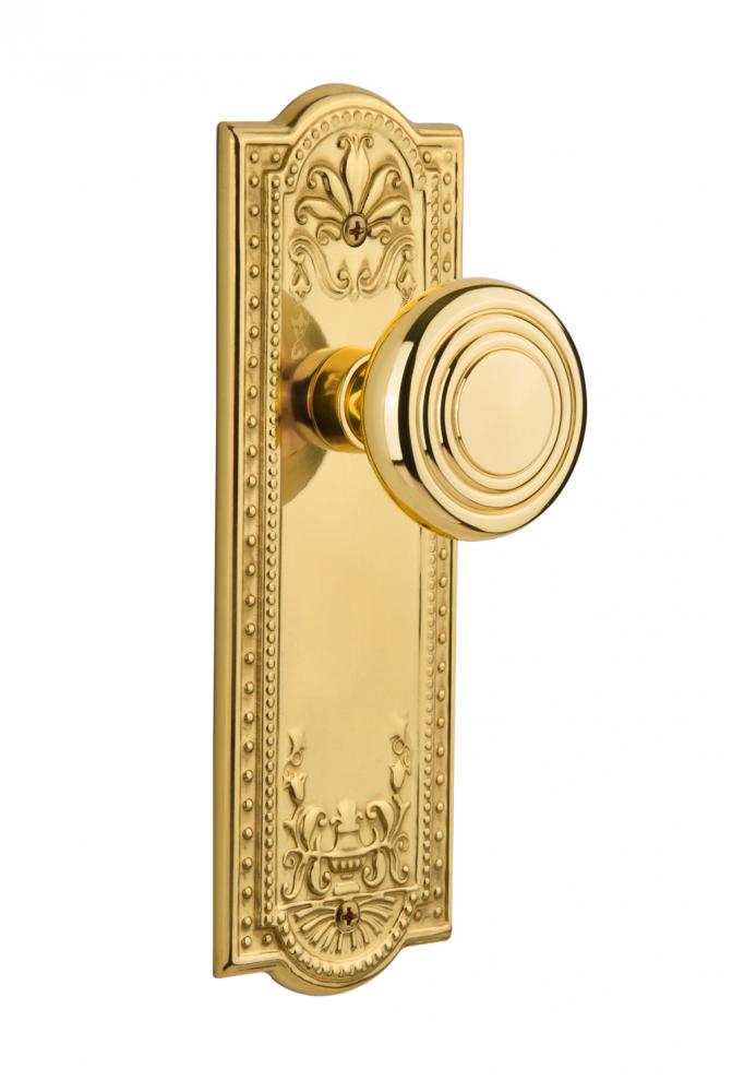 Nostalgic Warehouse Meadows Plate Single Dummy Deco Door Knob in Polished Brass