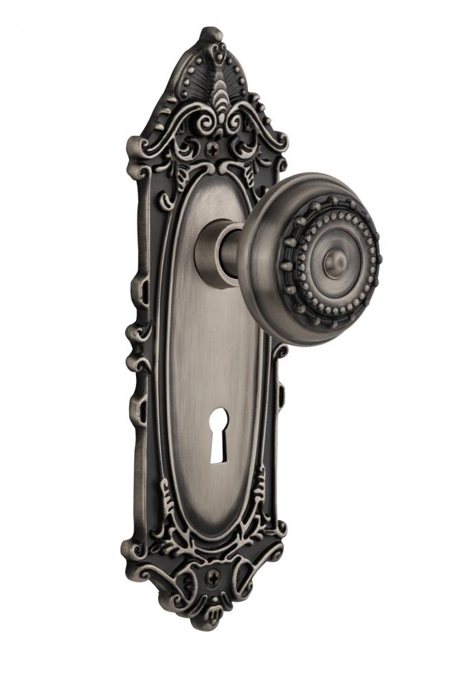 Nostalgic Warehouse Victorian Plate with Keyhole Single Dummy Meadows Door Knob in Antique Pewter