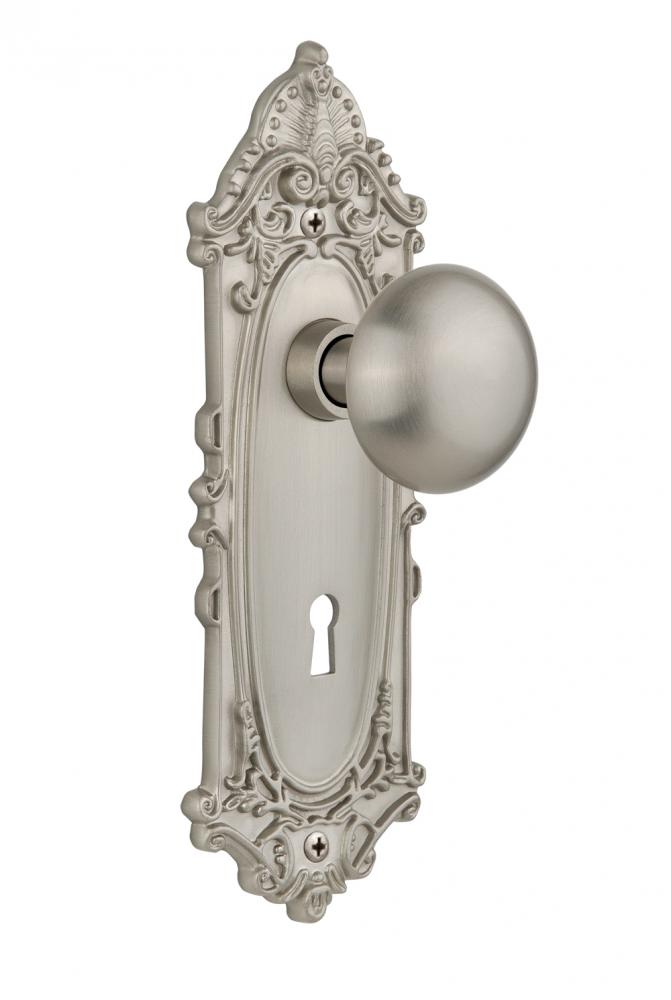 Nostalgic Warehouse Victorian Plate with Keyhole Single Dummy New York Door Knob in Satin Nickel