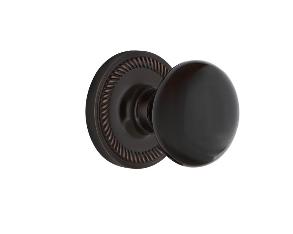 Nostalgic Warehouse Rope Rosette Single Dummy Black Porcelain Door Knob in Timeless Bronze