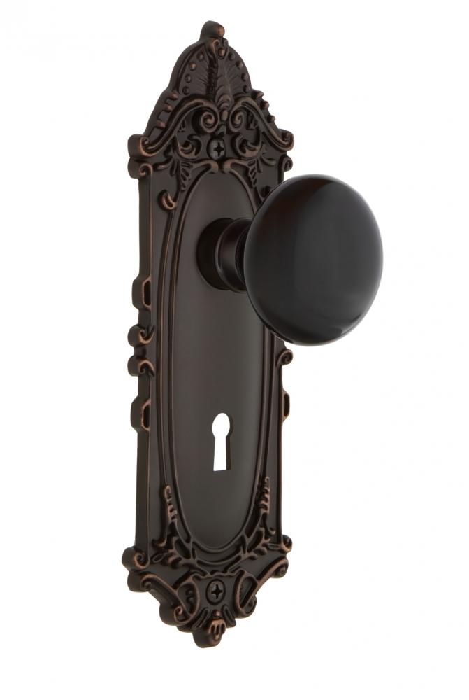 Nostalgic Warehouse Victorian Plate with Keyhole Single Dummy Black Porcelain Door Knob in Timeles