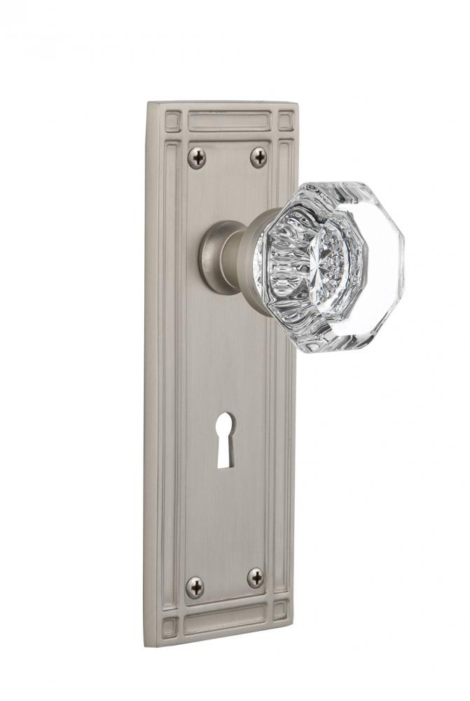 Nostalgic Warehouse Mission Plate with Keyhole Passage Waldorf Door Knob in Satin Nickel